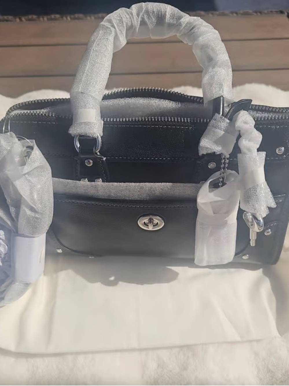 Coach Black Leather Satchel with Silver Hardware